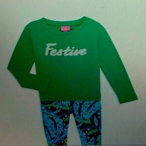 Lilly Pulitzer girls new with tags sweatshirt, green‎ with festive logo size XS
